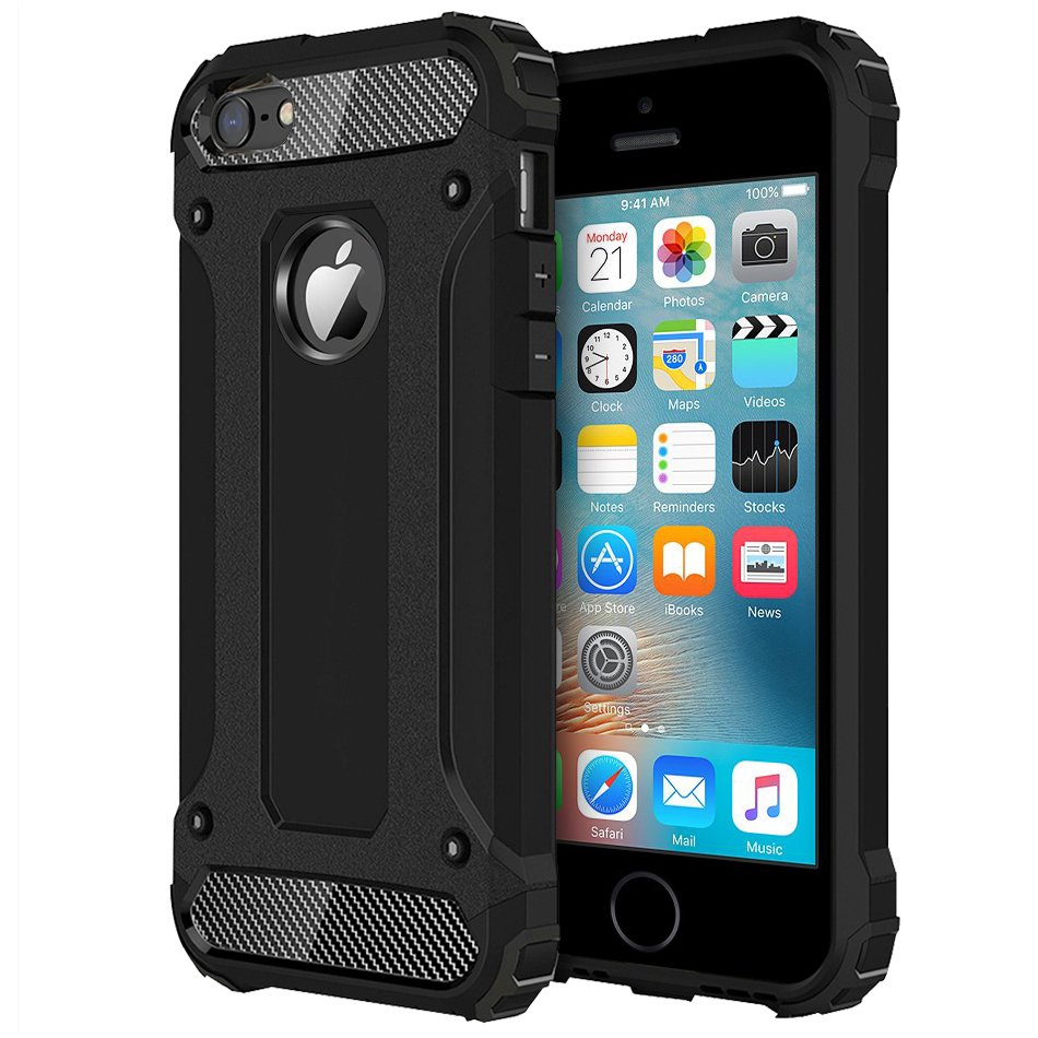 Military Defender Shockproof Case For Apple Iphone 5s Se Black