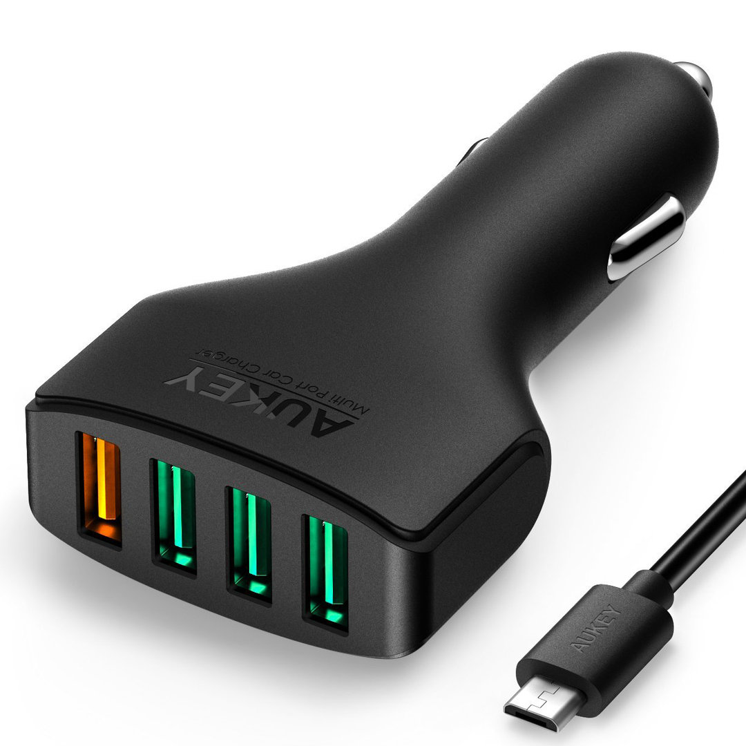 Aukey CC-T4 (54W) 4-Port USB Car Charger + Quick Charge 2.0