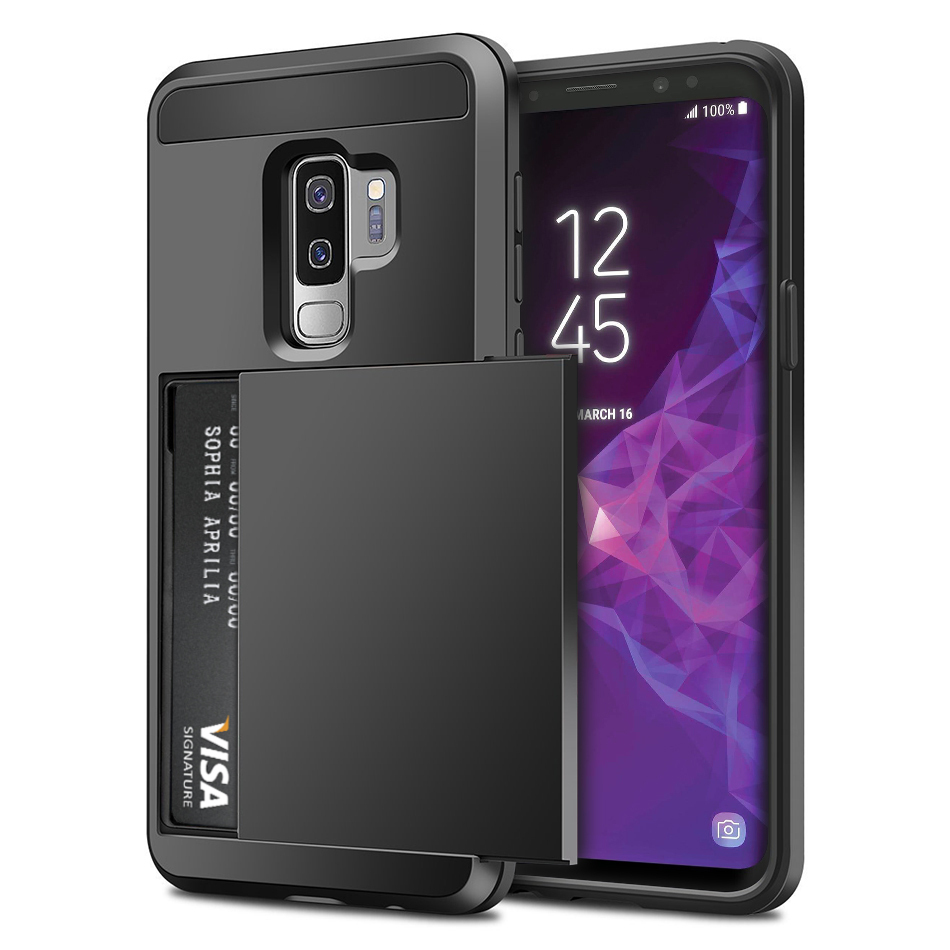 Tough Card Holder Slide Case - Samsung Galaxy S9+ (Black)