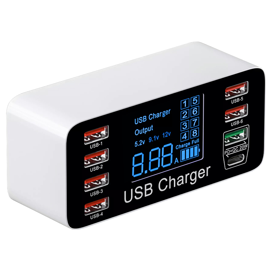 USB Type C Fast Quick Charge QC 3.0 with LED Voltage Current Display for  Xiaomi Huawei