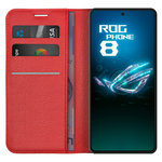 Leather Wallet Case & Card Holder Pouch for Asus ROG Phone 8 / 8 Pro - Red