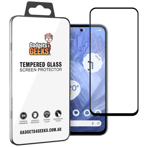 Full Coverage Tempered Glass Screen Protector for Google Pixel 8a - Black