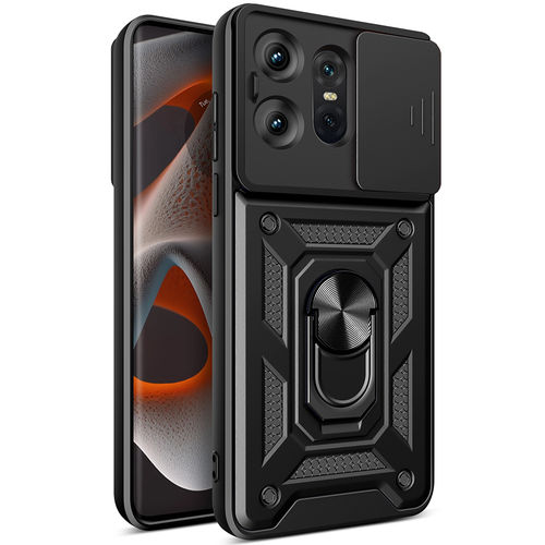 Heavy Duty Shockproof Case / Slide Camera Cover for Motorola Edge 50 Pro - Black
