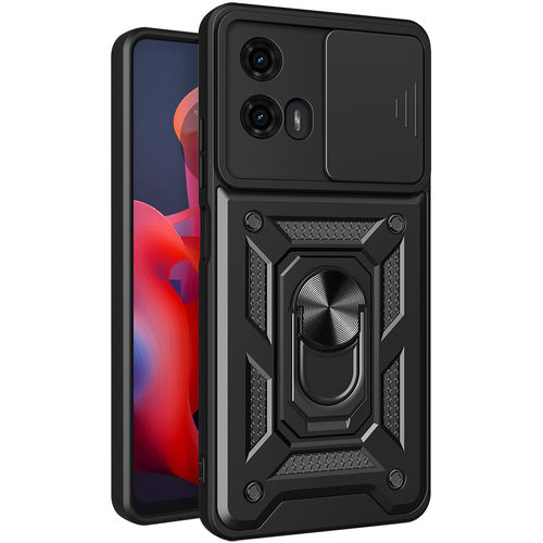 Heavy Duty Shockproof Case / Slide Camera Cover for Motorola Moto G04 / G24 - Black