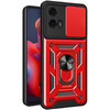 Heavy Duty Shockproof Case / Slide Camera Cover for Motorola Moto G04 / G24 - Red