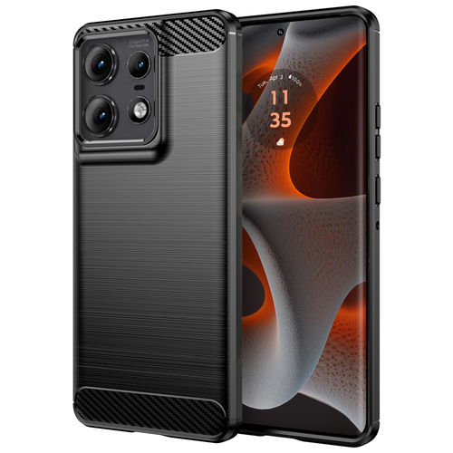Flexi Slim Carbon Fibre Case for Motorola Edge 50 Pro - Brushed Black
