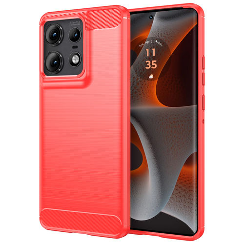 Flexi Slim Carbon Fibre Case for Motorola Edge 50 Pro - Brushed Red