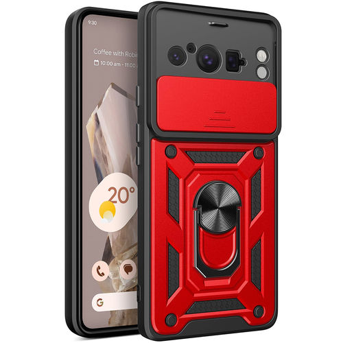 Heavy Duty Shockproof Case / Slide Camera Cover for Google Pixel 8 Pro - Red