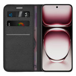 Leather Wallet Case & Card Holder Pouch for Oppo Reno12 Pro 5G - Black