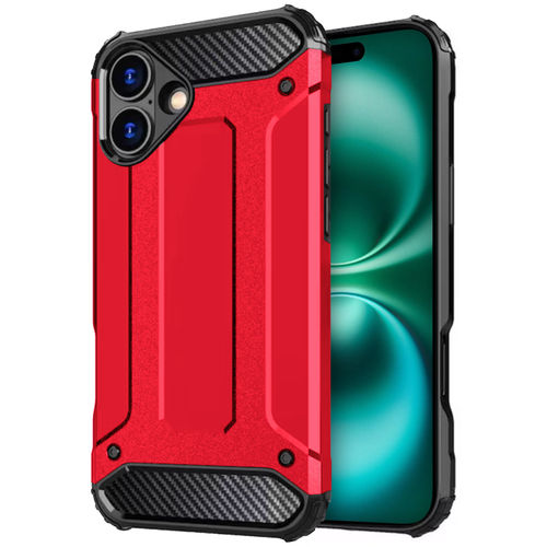 Military Defender Tough Shockproof Case for Apple iPhone 16 Plus - Red