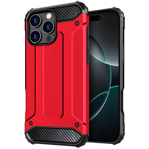 Military Defender Tough Shockproof Case for Apple iPhone 16 Pro - Red