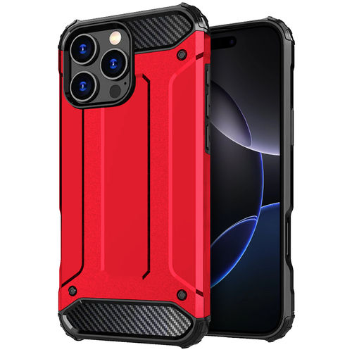 Military Defender Shockproof Case for Apple iPhone 16 Pro Max - Red