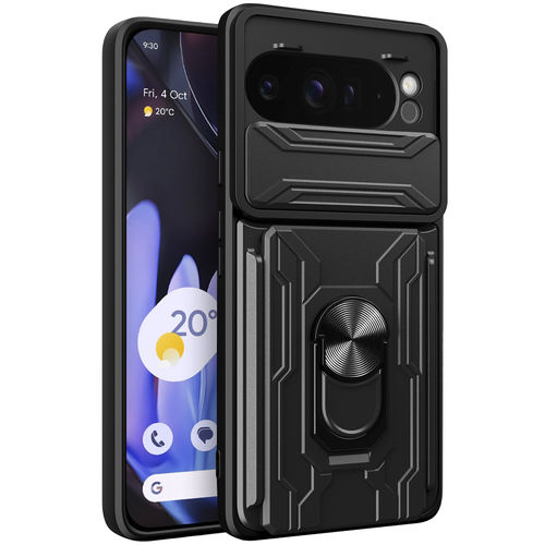 Dual Armour Slide Case / Card Slot Holder / Camera Cover for Google Pixel 9 Pro XL - Black