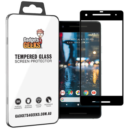 Full Coverage Tempered Glass Screen Protector for Google Pixel 2 - Black