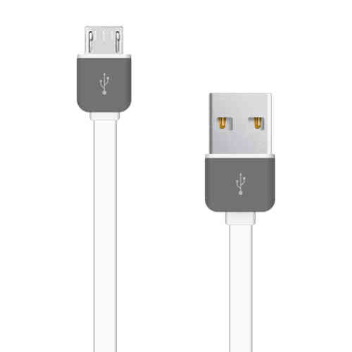 (2-Pack) Flat Anti-Tangle Micro-USB Data Charging Cable (1m) - White
