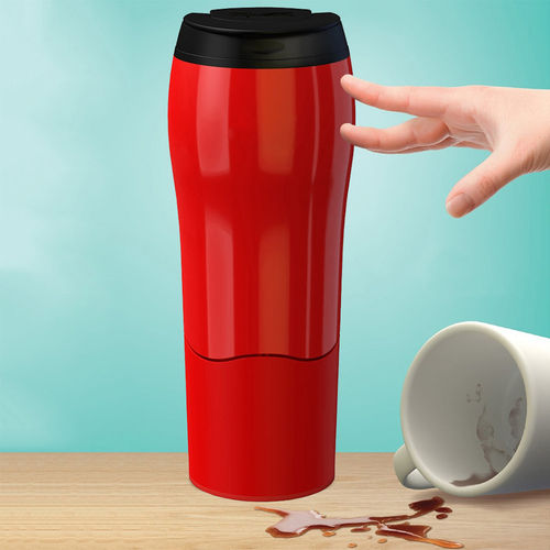 Spill-Proof Smart Grip Portable Travel Coffee Mug (470mL) - Red