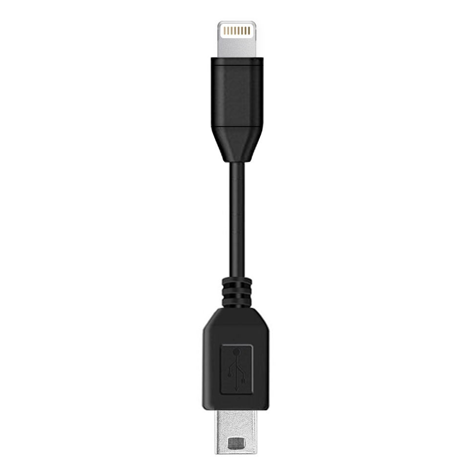 Short Mini USB to MFi Lightning Cable - iPhone / iPad (Black)