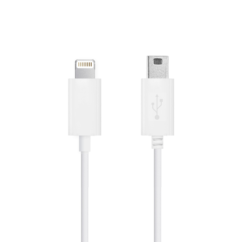 Short Mini USB to MFI Lightning Cable - iPhone / iPad (White)