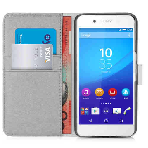 Orzly Leather Wallet Flip Case for Sony Xperia Z3+ / Xperia Z4 (Grey)